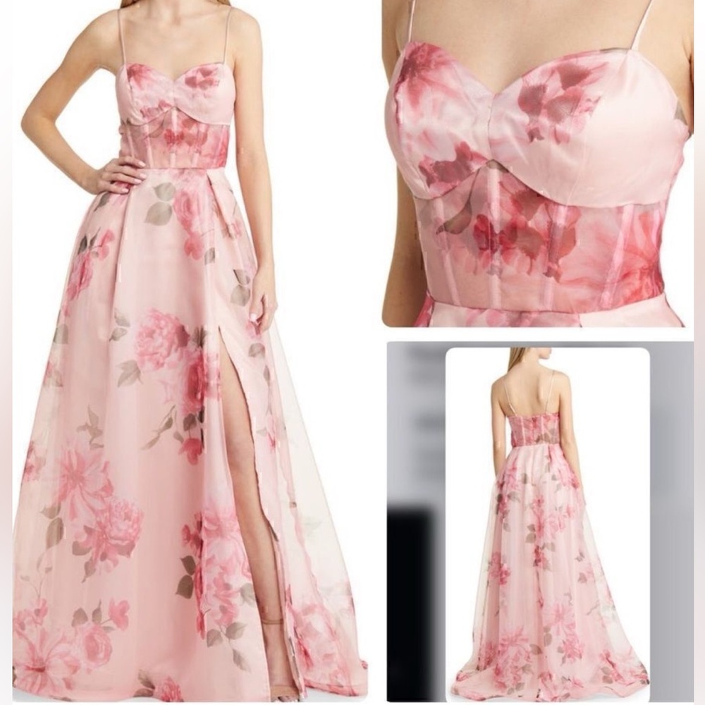 NWT Floral Corset A-Line sleeveless ball gown maxi dress